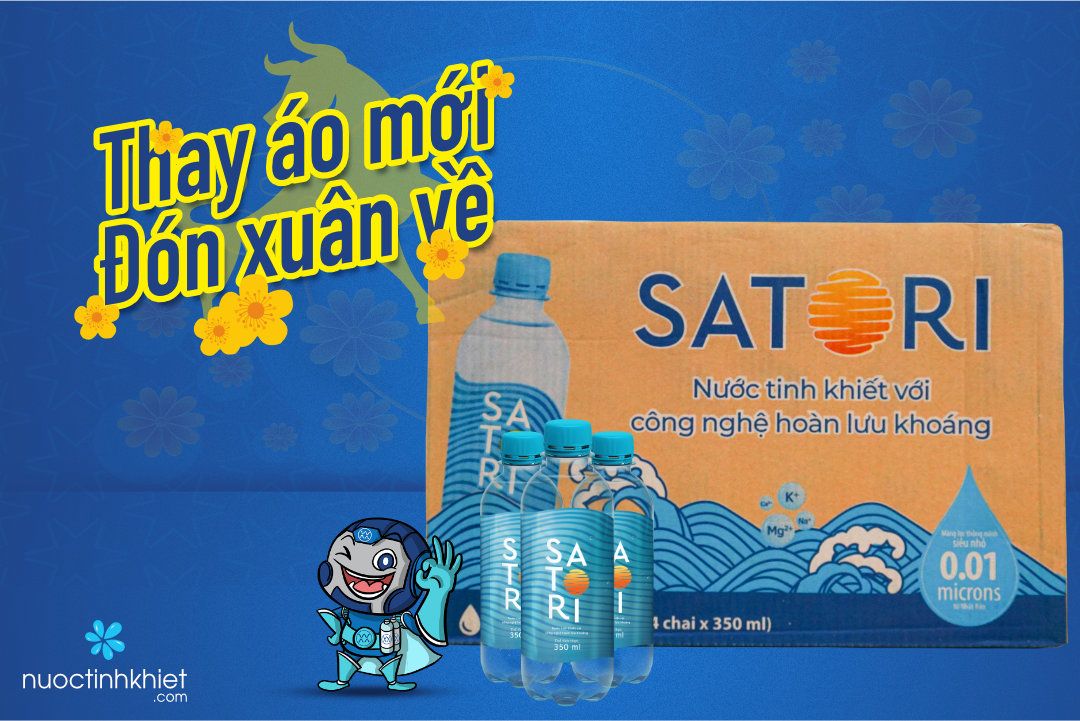 Nhãn hiệu mới của thùng nước tinh khiết Satori 350ml