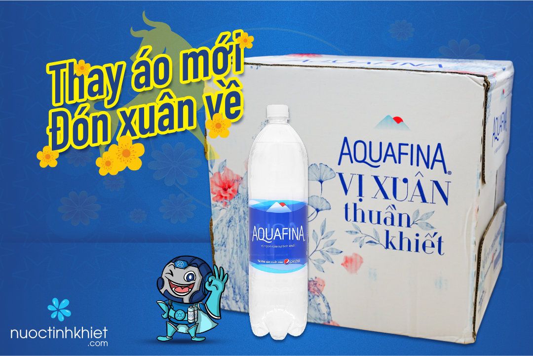 Nhãn hiệu mới của thùng nước tinh khiết Aquafina 1.5L