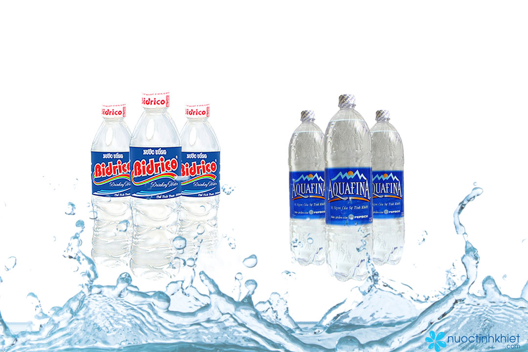 Nước tinh khiết Bidrico và Aquafina