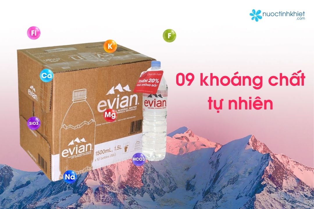 Thùng nước Evian 1.5L